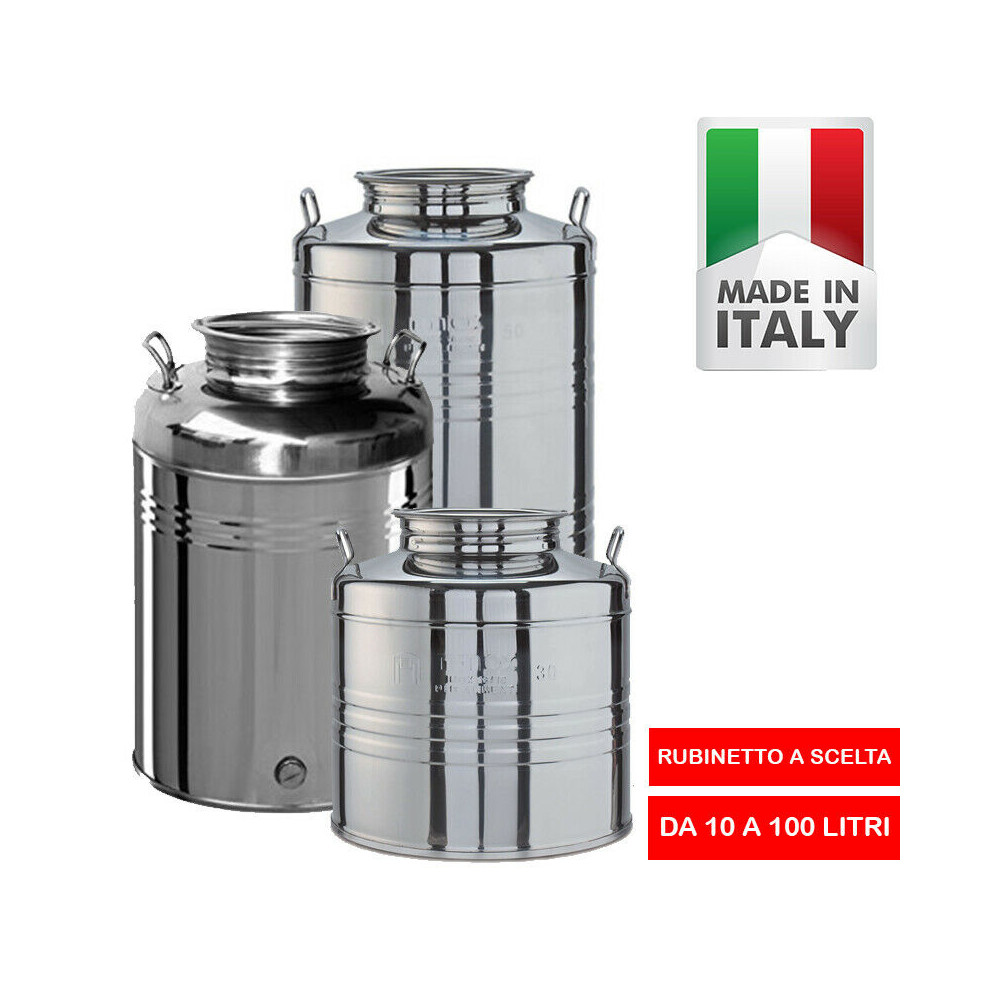 CONTENITORE ALIMENTARE INOX BELVIVERE PER VINO OLIO ACQUA BIRRA