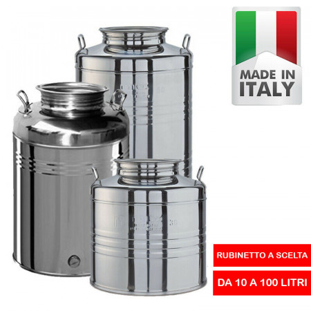 CONTENITORE ALIMENTARE INOX BELVIVERE PER VINO OLIO ACQUA BIRRA