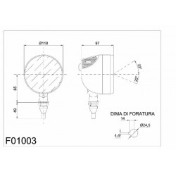 FARO DA LAVORO ORIENTABILE CON INTERRUTTORE, ABS E VETRO TRATTORE