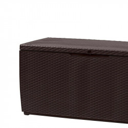 BAULE CASSA PANCA CON RUOTE RATTAN MARRONE INTERNO/ESTERNO KETER CAPRI 302 LT