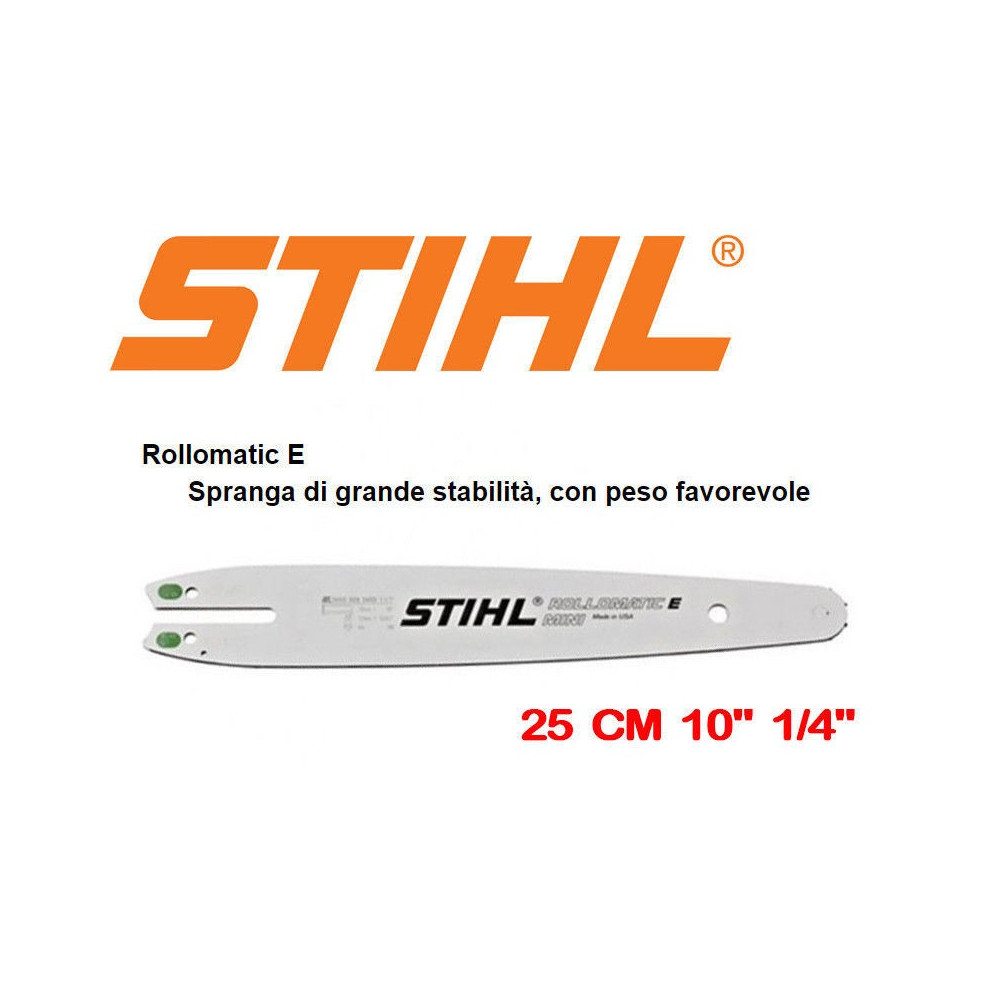 BARRA MOTOSEGA SPRANGA STIHL ORIGINALE 25 CM 56 MAGLIE 1/4 1,1 MM MS150, MS151