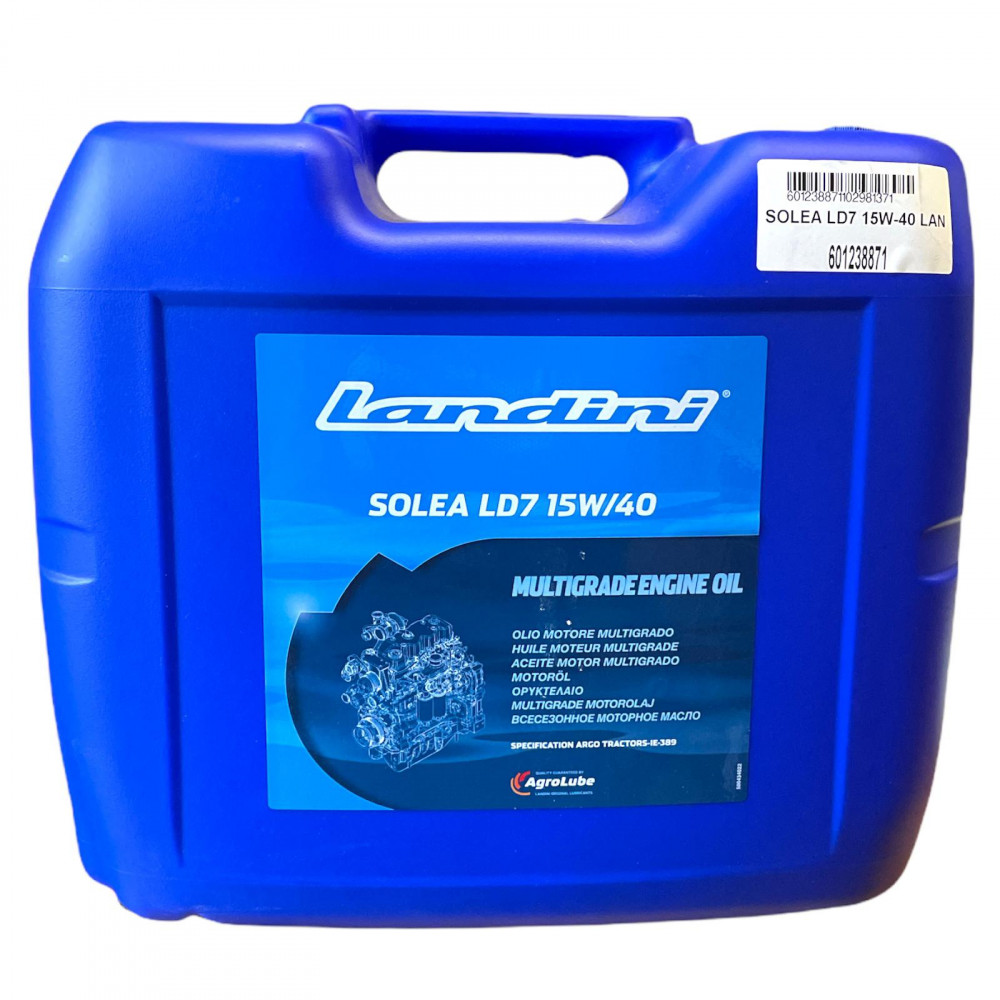 OLIO MOTORE AGROLUBE SOLEA LD7 15W40 DA LITRI 20 ORIGINALE LANDINI 6632291A1