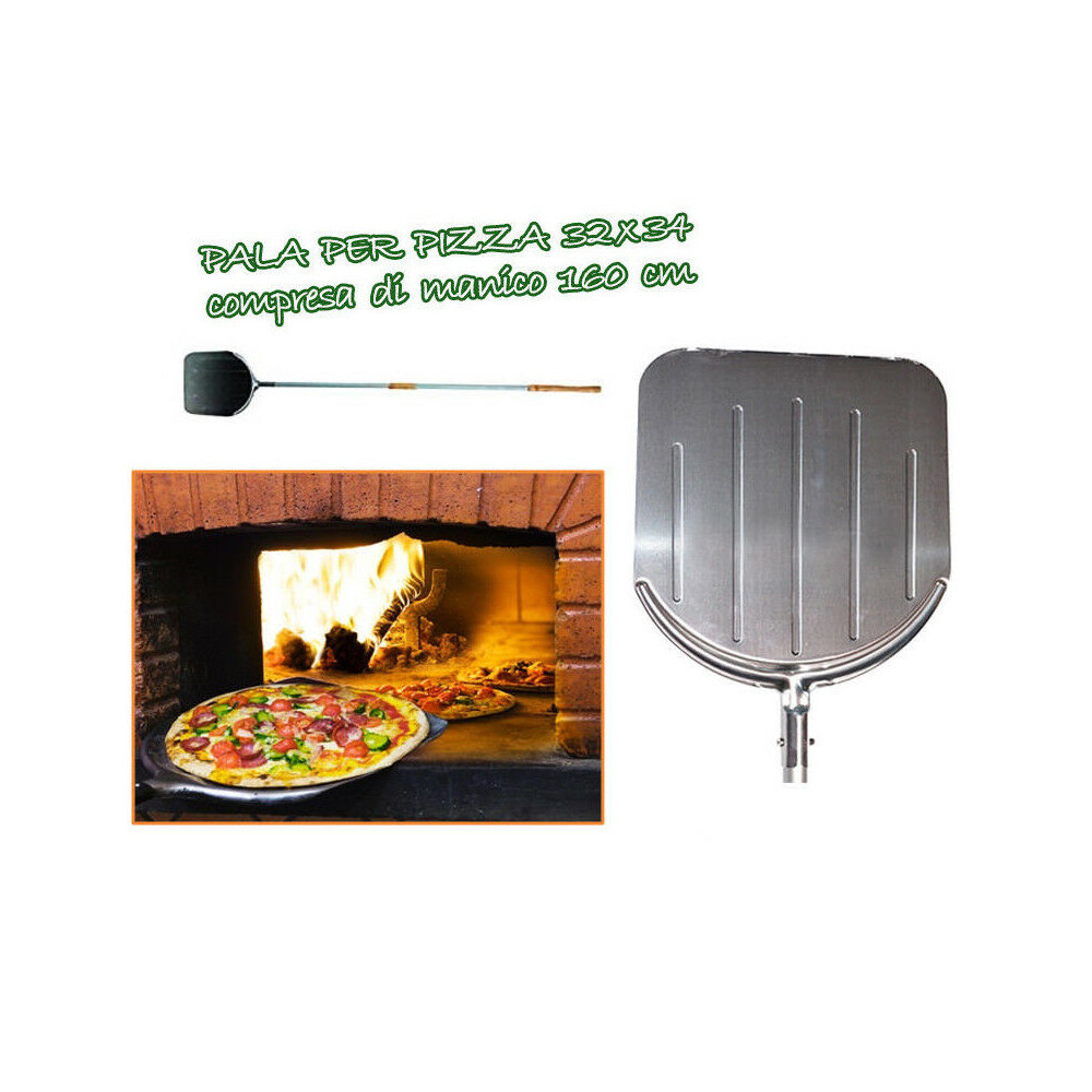 PALA PER PIZZA QUADRA ALLUMINIO 32X34 CM PER FORNO A LEGNA