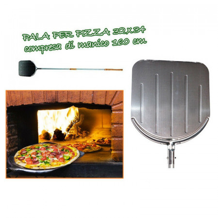 PALA PER PIZZA QUADRA ALLUMINIO 32X34 CM PER FORNO A LEGNA