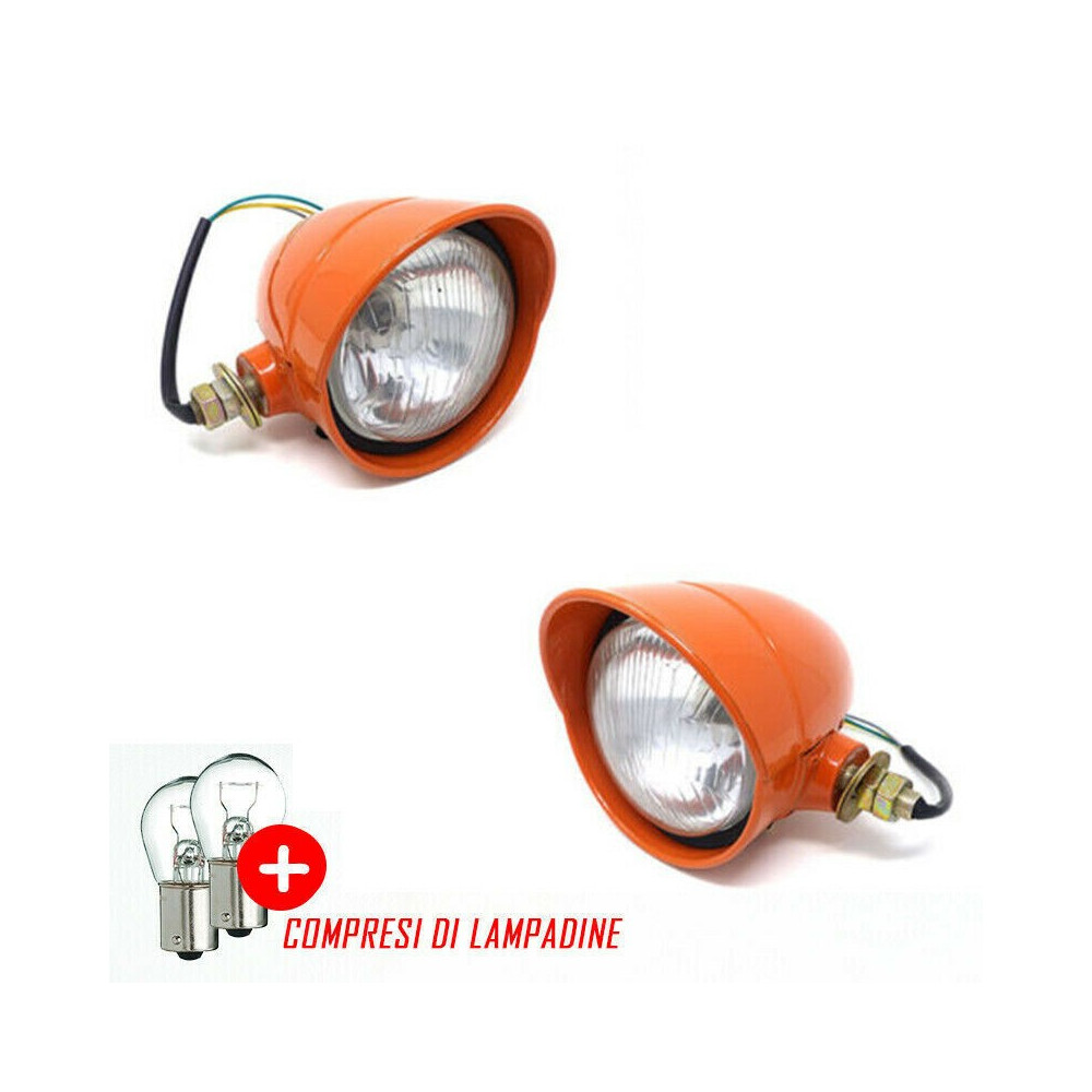 COPPIA FANALI FARO ANTERIORE TRATTORE FIAT SERIE ORO DX+SX+LAMPADINE