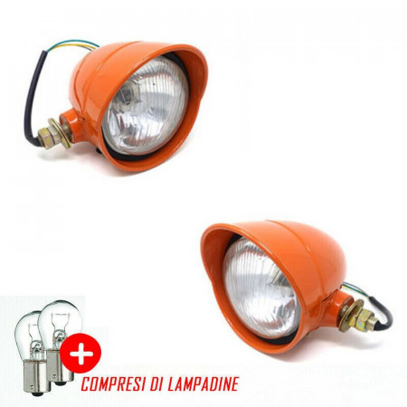 COPPIA FANALI FARO ANTERIORE TRATTORE FIAT SERIE ORO DX+SX+LAMPADINE