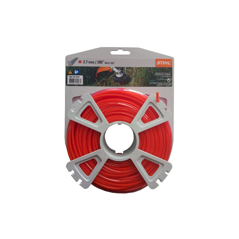 FILO NYLON STIHL QUADRO ROSSO 2,7 X 65 METRI PER DECESPUGLIATORI E TAGLIABORDI