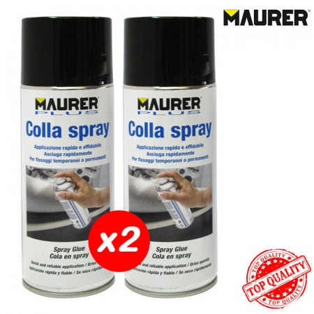 COLLA SPRAY ADESIVO TESSUTI LEGNO META LLO PELLE SUGHERO COLLANTE MAURER ML 400 X2