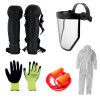 KIT PROTEZIONE DECESPUGLIATORE COMPLETO DI GAMBALI, PARASTINCHI + VISIERA A RETE + ACCESSORI