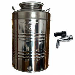 CONTENITORE FUSTO 50 LITRI ACCIAIO INOX 18/10 BELVIVERE CON MANICI E RUBINETTO