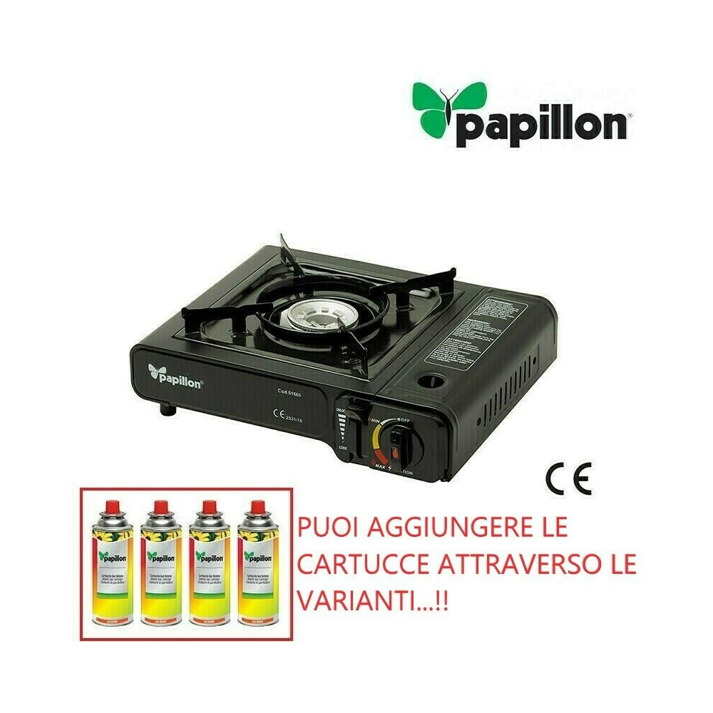 FORNELLO DA CAMPEGGIO A GAS BUTANO PAPILLON CUCINA COMPLETO DI VALIGETTA