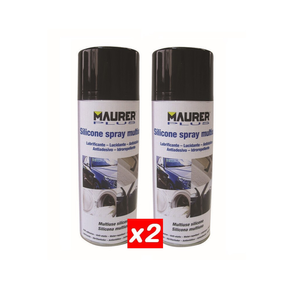 SILICONE SPRAY MULTIUSO LUBRIFICANTE LUCIDANTE PROTETTIVO OLIO MAURER 400 ML X2