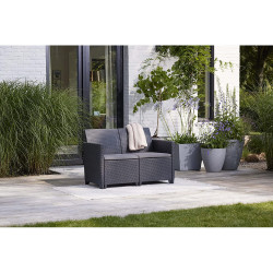 SET MOBILE DA GIARDINO KETER CLAIRE LOUNGE CON DIVANO DUE POLTRONE E TAVOLINO