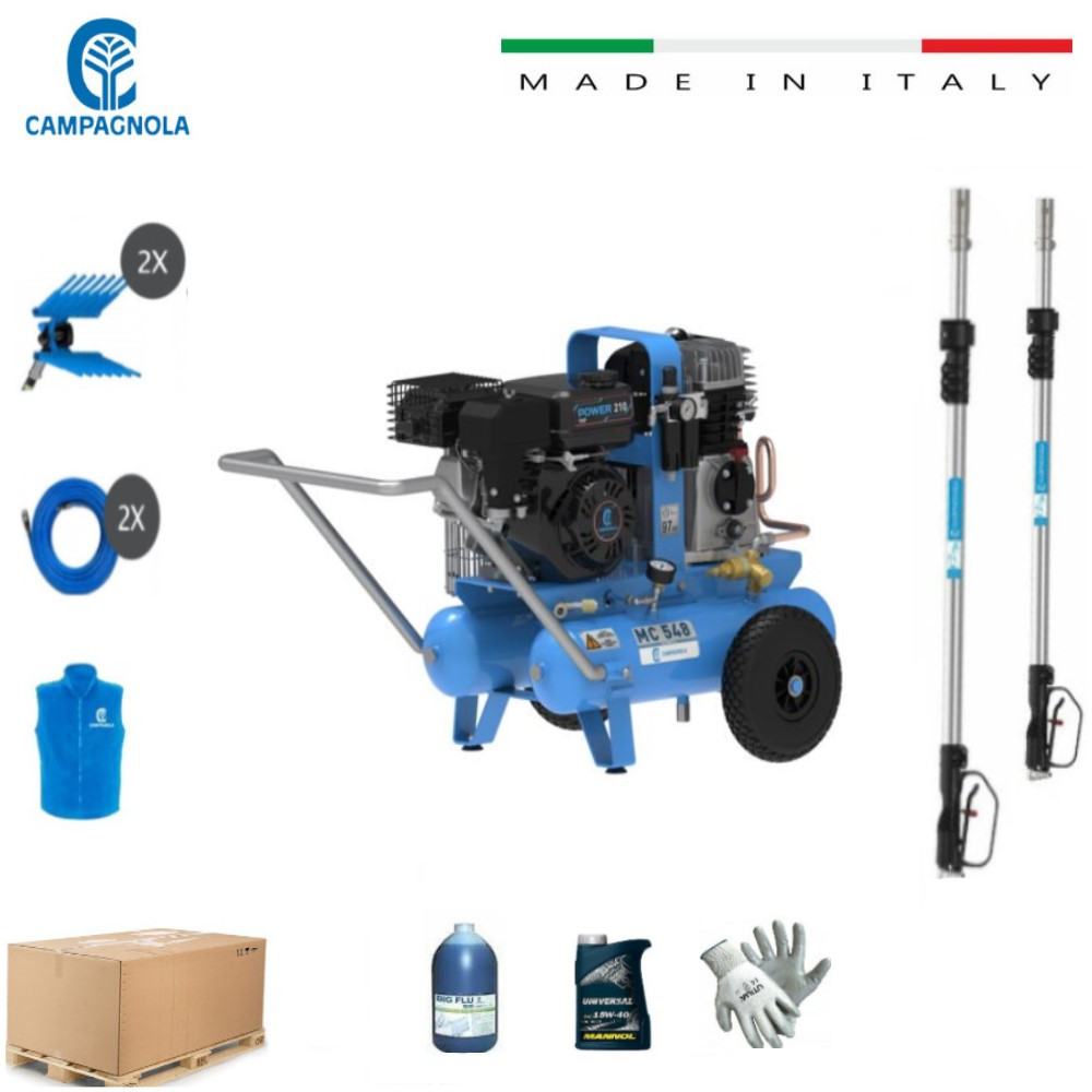 KIT MOTOCOMPRESSORE CAMPAGNOLA MC 548 MOTORE 7 HP COMPLETO DI ACCESSORI