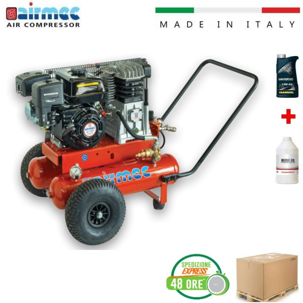 MOTOCOMPRESSORE AIRMEC TEB 22/510 CON MOTORE BENZINA 6,5 HP LONCIN 510 L/MIN