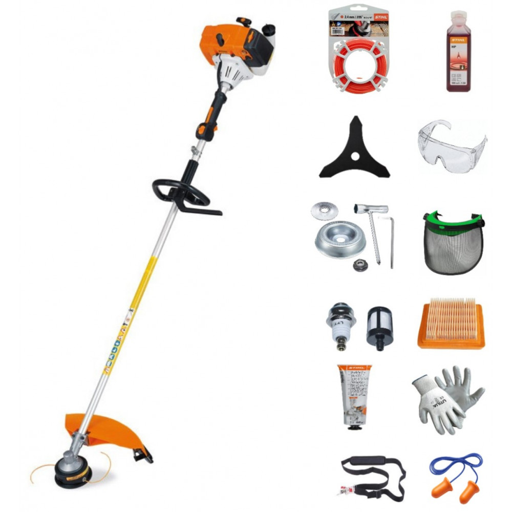 OFFERTA KIT DECESPUGLIATORE STIHL FS 120R MOTORE 2 MIX 30,8 CC + ACCESSORI