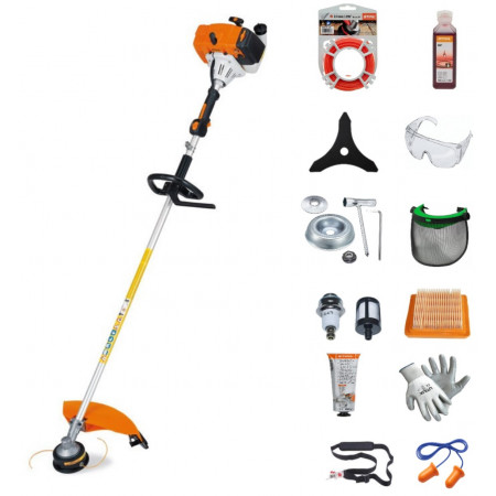 OFFERTA KIT DECESPUGLIATORE STIHL FS 120R MOTORE 2 MIX 30,8 CC + ACCESSORI