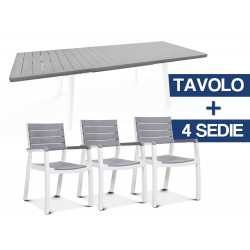 SET TAVOLO KETER HARMONY IN RESINA DA GIARDINO ESTENSIBILE 160-240 CM + 4 SEDIE