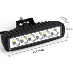 2 FARI FARETTI BARRA 18W 6 LED 6000K IP68 ILLUMINAZIONE AUTO FUORISTRADA MOTO