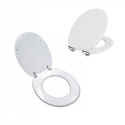 SEDILE WC UTILIA IN LEGNO COPRIVASO CON CERNIERE IN OTTONE COLORE BIANCO