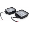 2 FARI FARETTO 12 V 48W-16 LED QUADRATO FUORISTRADA CAMION TRATTORE AUTO IP67