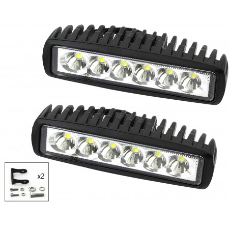 2 FARI FARETTI BARRA 18W 6 LED 6000K IP68 ILLUMINAZIONE AUTO FUORISTRADA MOTO