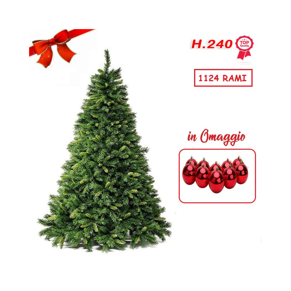 ALBERO DI NATALE ARTIFICIALE REALISTICO FOLTO IN PVC SUPER COMPATTO H.240 CM