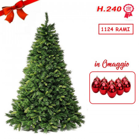 ALBERO DI NATALE ARTIFICIALE REALISTICO FOLTO IN PVC SUPER COMPATTO H.240 CM