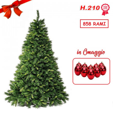 ALBERO DI NATALE ARTIFICIALE REALISTICO FOLTO IN PVC SUPER COMPATTO H.210 CM