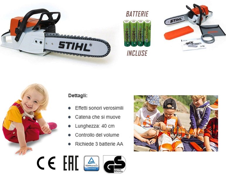 Decespugliatore STIHL giocattolo a batteria con led e rumore motore per  bambini